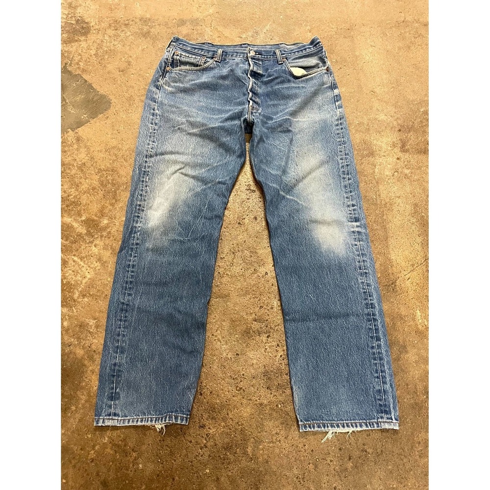 Levi's 501 Shrink to Fit Jeans Mens 40x36 Blue Denim Cotton Original Straight